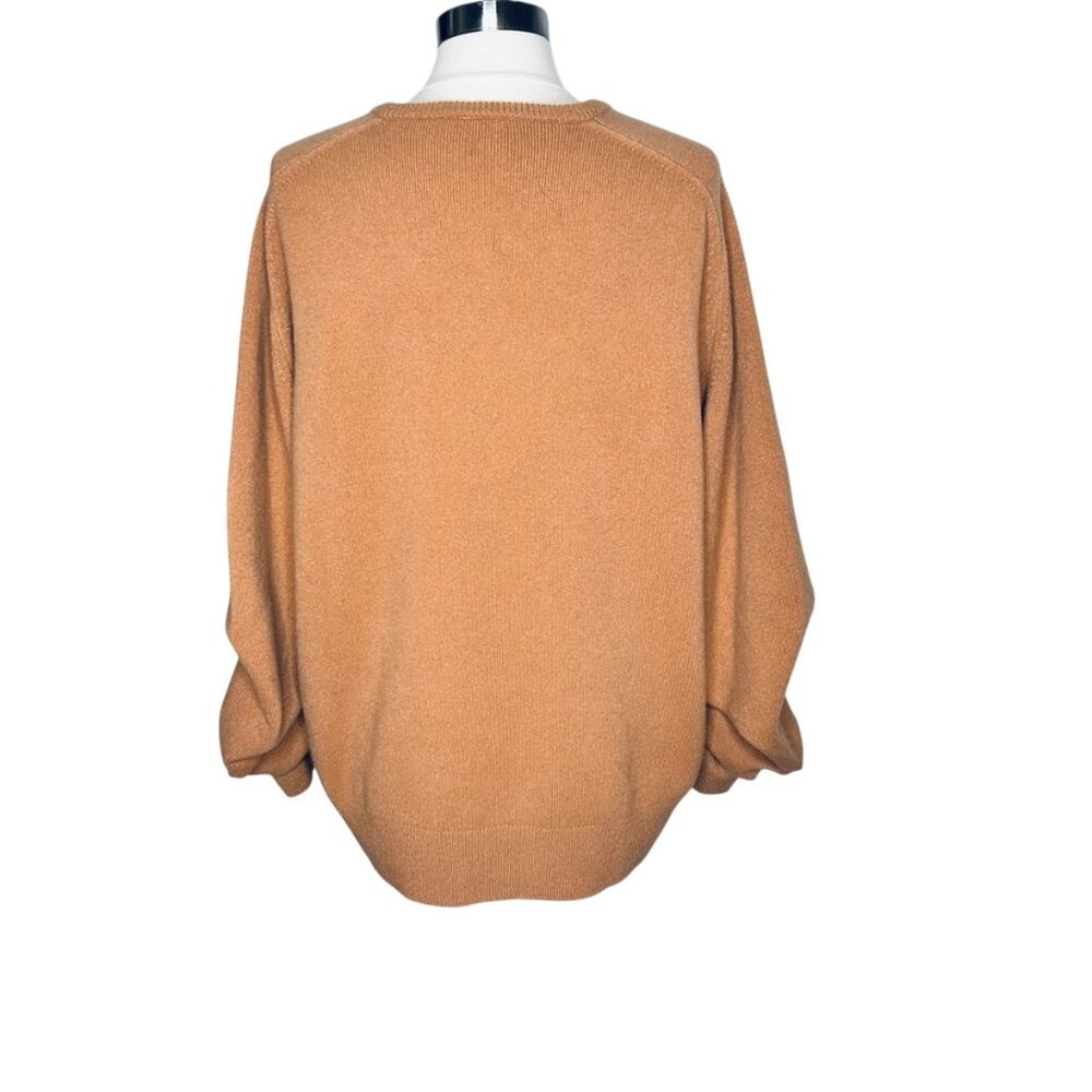 Tory Burch Wool V Neck Sweater Scrunch Sleeve XL NWT Warm Sand Melange - Picture 4 of 9
